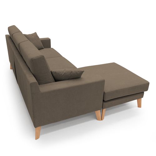 Danish Canapé D'angle Moderne Reversible En Tissu Doux Imperméable T02 237 Cm Brun