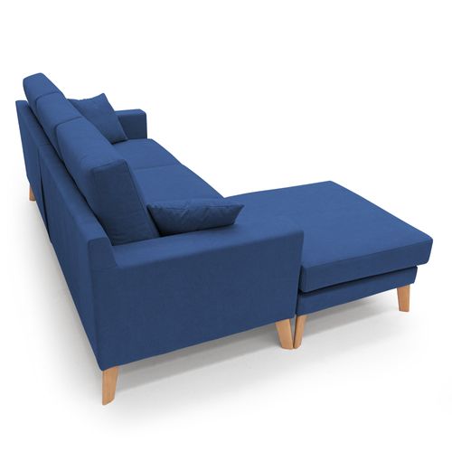 Danish Canapé D'angle Moderne Reversible En Tissu Doux Imperméable T02 237 Cm Bleu