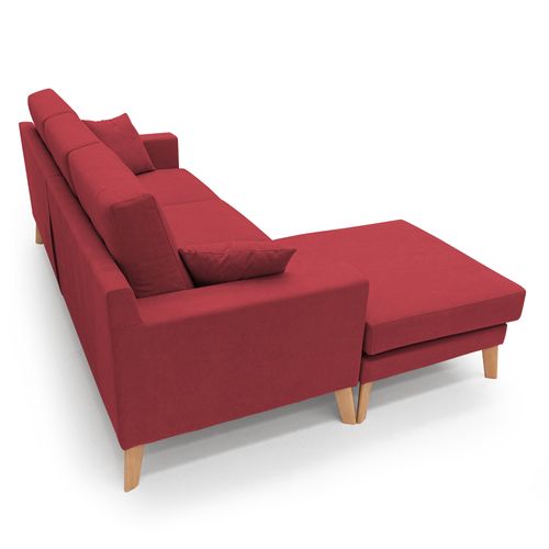 Danish Canapé D'angle Moderne Reversible En Tissu Doux Imperméable T02 237 Cm Rouge