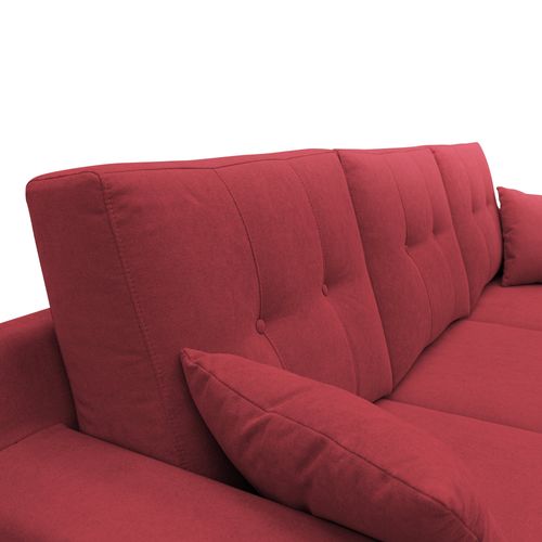 Danish Canapé D'angle Moderne Reversible En Tissu Doux Imperméable T02 237 Cm Rouge