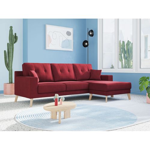 Danish Canapé D'angle Moderne Reversible En Tissu Doux Imperméable T02 237 Cm Rouge