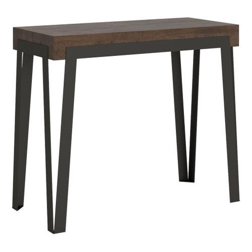 Console Extensible 90x40/196 Cm Rio Small Noyer Cadre Anthracite