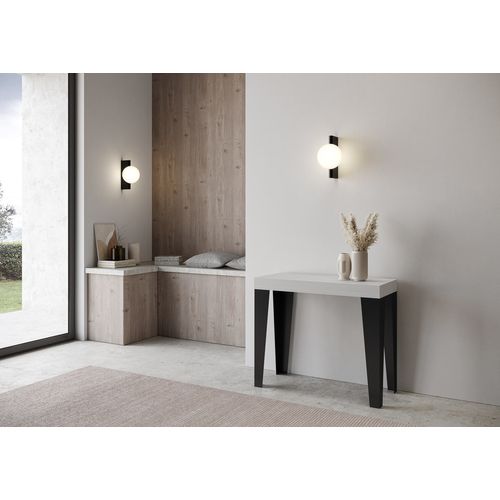 Console Extensible 90x40/196 Cm Flame Premium Frêne Blanc Cadre Anthracite