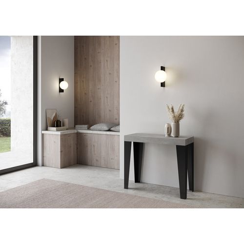 Console Extensible 90x40/196 Cm Flame Premium Ciment Cadre Anthracite