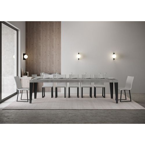 Console Extensible 90x40/196 Cm Flame Premium Ciment Cadre Anthracite