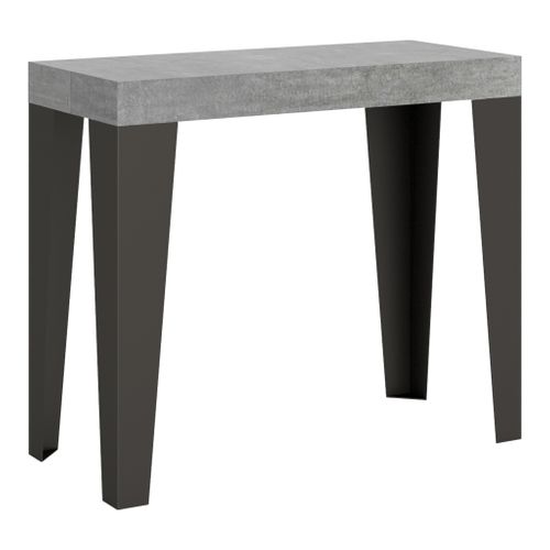 Console Extensible 90x40/196 Cm Flame Premium Ciment Cadre Anthracite
