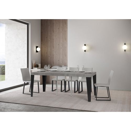 Console Extensible 90x40/196 Cm Flame Premium Ciment Cadre Anthracite