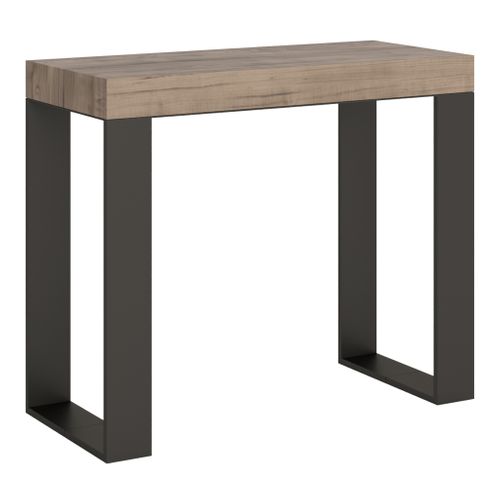 Console Extensible 90x40/196 Cm Tecno Small Premium Chêne Nature Cadre Anthracite
