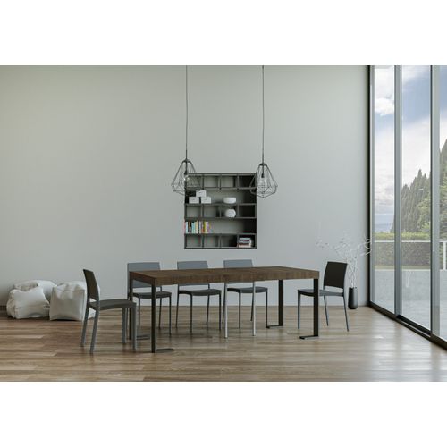 Console Extensible 90x40/196 Cm Tecno Small Premium Noyer Cadre Anthracite