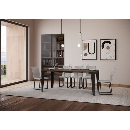 Console Extensible 90x40/196 Cm Flame Small Evolution Noyer Cadre Anthracite