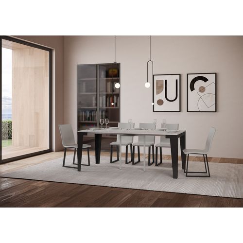 Console Extensible 90x40/300 Cm Flame Evolution Frêne Blanc Cadre Anthracite