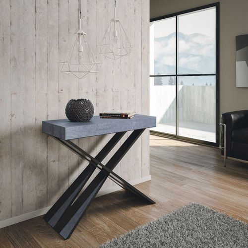 Console Extensible 90x40/196 Cm Diago Small Premium Ciment Cadre Anthracite