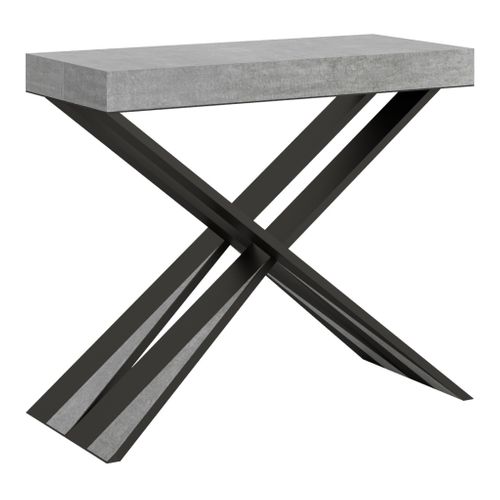 Console Extensible 90x40/196 Cm Diago Small Premium Ciment Cadre Anthracite