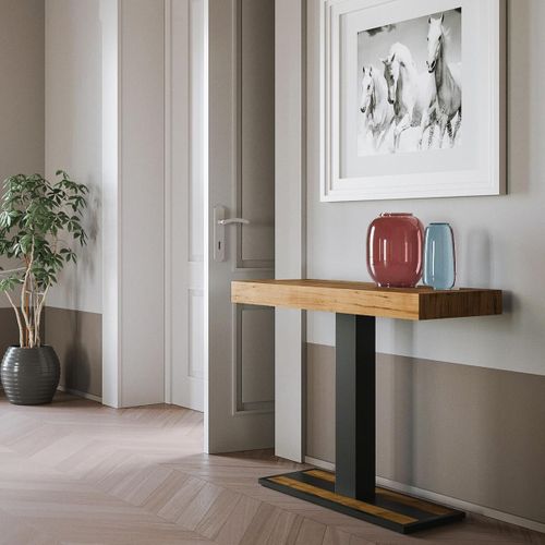 Console Extensible 90x40/196 Cm Capital Small Chêne Nature Cadre Anthracite