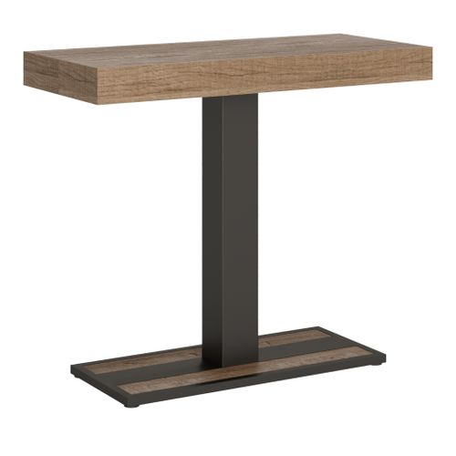 Console Extensible 90x40/196 Cm Capital Small Chêne Nature Cadre Anthracite