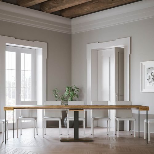 Console Extensible 90x40/300 Cm Capital Chêne Nature Cadre Anthracite