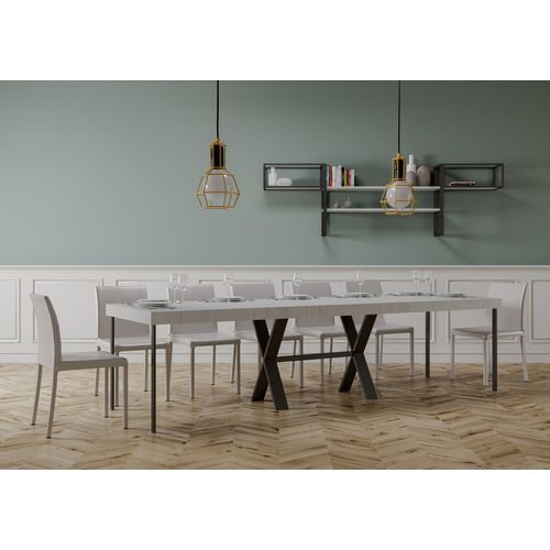 Xxxsole Extensible 90x40/300 Cm Xenia Premium Frêne Blanc Cadre Anthracite