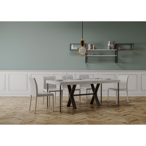 Xxxsole Extensible 90x40/300 Cm Xenia Premium Frêne Blanc Cadre Anthracite