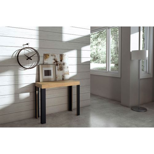 Console Extensible 90x40/196 Cm Linea Small Chêne Nature Cadre Anthracite