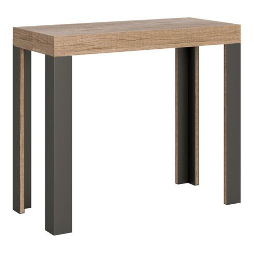 Console Extensible 90x40/196 Cm Linea Small Chêne Nature Cadre Anthracite