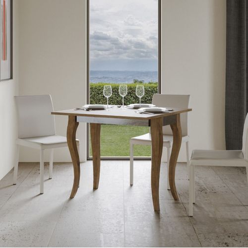 Console Extensible Portefeuille 90x45/90 Cm Olanda Librox Noyer Cadre Gris