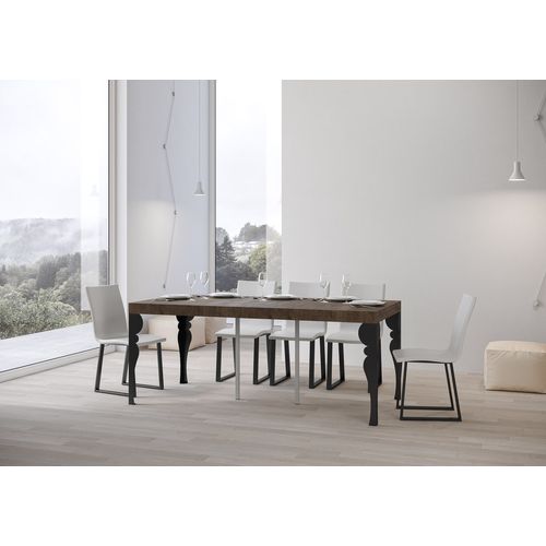 Console Extensible 90x40/196 Cm Paxon Small Premium Noyer Cadre Anthracite