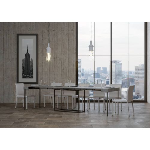 Console Extensible 90x40/300 Cm Nordica Ciment Cadre Anthracite