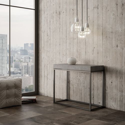 Console Extensible 90x40/300 Cm Nordica Ciment Cadre Anthracite