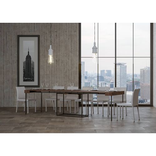 Console Extensible 90x40/300 Cm Nordica Noyer Cadre Anthracite