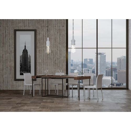 Console Extensible 90x40/300 Cm Nordica Noyer Cadre Anthracite