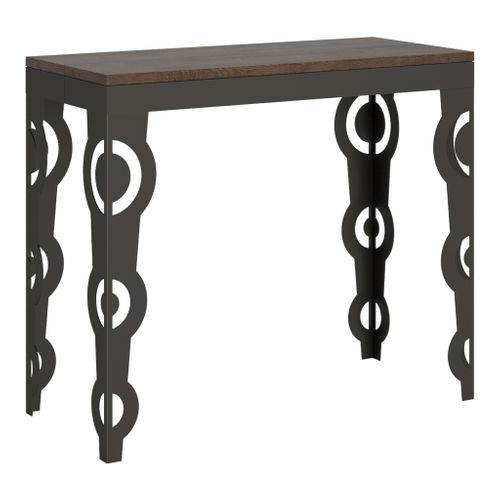 Console Extensible 90x40/196 Cm Karamay Small Evolution Noyer Cadre Anthracite