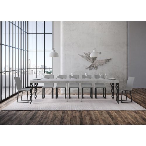 Console Extensible 90x40/300 Cm Karamay Premium Ciment Cadre Anthracite