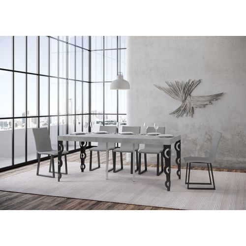 Console Extensible 90x40/300 Cm Karamay Premium Ciment Cadre Anthracite