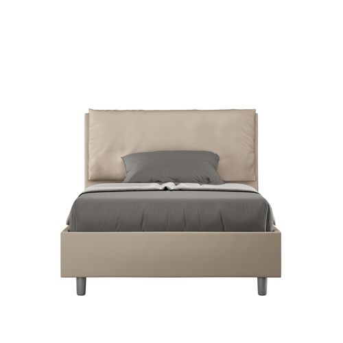 Lit 1 Place Et Demi Avec Sommier Rembourré 120x190 Similicuir Taupe Antea Large
