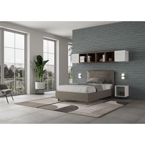 Lit 1 Place Et Demi Avec Sommier Rembourré 120x190 Similicuir Cappuccino Antea Large