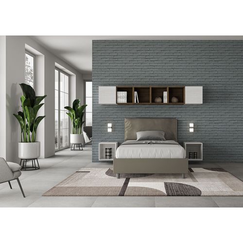 Lit 1 Place Et Demi Avec Sommier Rembourré 120x190 Similicuir Cappuccino Antea Large