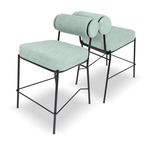 Sapporo - Lot De 2 Tabourets Design En Métal Et Velours Côtelé - Vert