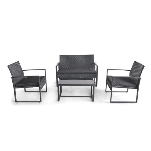 Acqua Chiara - Salon De Jardin En Métal Et Polyrattan Avec Table Basse En Verre