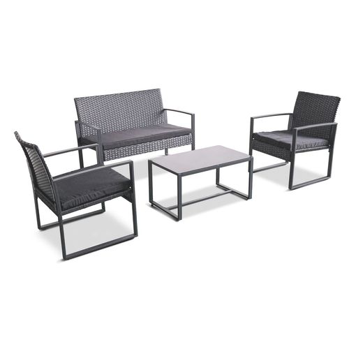 Acqua Chiara - Salon De Jardin En Métal Et Polyrattan Avec Table Basse En Verre