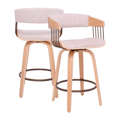 Colonia - Ensemble De 2 Tabourets Rembourrés 49,5x92x37,5 Cm - Beige