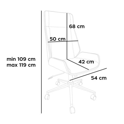 Svezia - Fauteuil De Bureau 54x109/119x42 Cm En Contreplaqué Et Simili Cuir Blanc