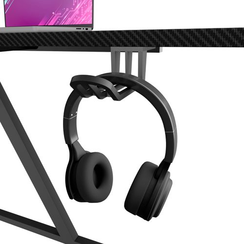 Shigeru - Bureau Gaming D'angle 140x99x76 Cm Avec LED En Mdf Et Métal Noir