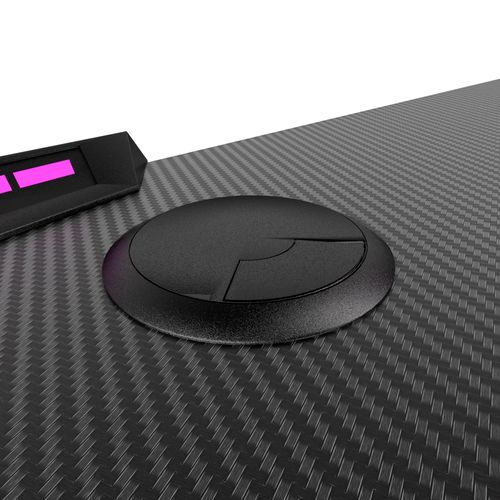 Shigeru - Bureau Gaming D'angle 140x99x76 Cm Avec LED En Mdf Et Métal Noir