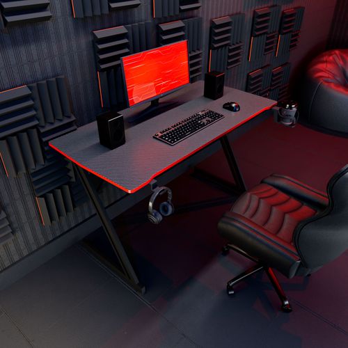 Spector - Bureau De Gaming 120x60x76 Cm En Mdf Et Métal Noir