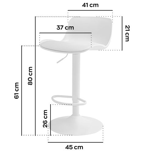 Amsterdam - Lot De 2 Tabourets De Bar 45x80x45 Cm En Acier, Polyéthylène Et Similicuir