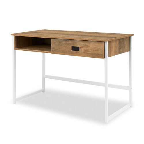 Otari - Bureau Style Industriel Oak Avec Tiroir Et Niche Ouverte, 110x50xh76 Cm