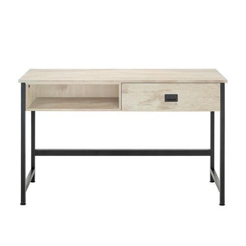 Otari - Bureau Style Industriel Bleach Avec Tiroir Et Niche Ouverte, 110x50xh76 Cm