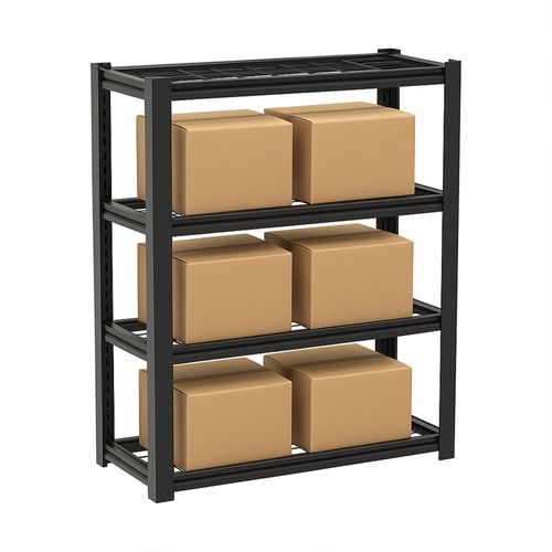 Mesh 150 - Étagère En Métal 150x100x50 Cm Avec 4 Étagères En Treillis Capacité 1365 Kg Noir