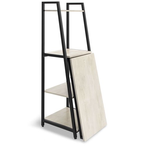 Bimyo - Bureau Pliant Avec Étagère Gain De Place 50x41xh128 Cm Style Industriel Bleach