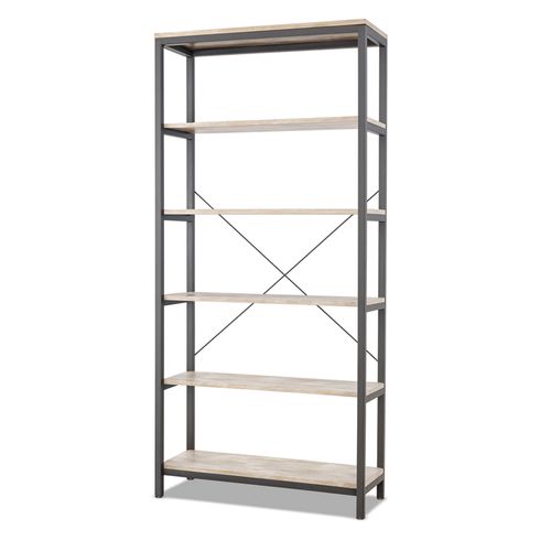 Ganbaru - Bibliothèque Étagères 6 Niveaux 80x30xh180 Cm Style Industriel Bleach